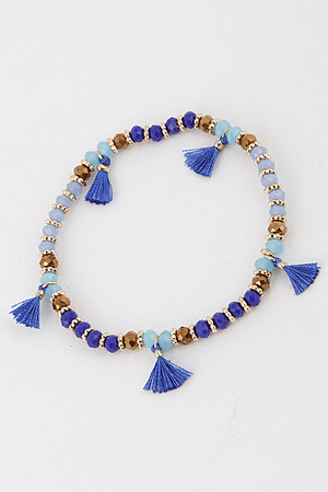 Mixed Bead Bracelet with Tassel Detail 5JAE6